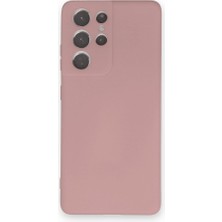 Techno Guru Samsung Galaxy S21 Ultra Kılıf Içi Kadife Kaplı Nano Silikon Kapak - Pudra
