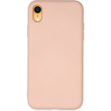 Techno Guru iPhone Xr Kılıf Içi Kadife Kaplı Nano Silikon Kapak - Pudra