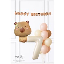 Pekshop Kapibara Tema Doğum Günü Balon ve Banner Süsleme Seti Capybara Konsept