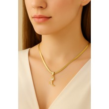 Pirlento Lale Figürlü Ezme Zincirli Şeffaf Taşlı Kadın Çelik Kolye