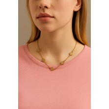 Pirlento Damla Kesim Gold Pul Detaylı Sitrin (Citrine) Doğal Taş Kadın Kolye