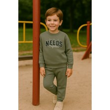 Tuma Collection Erkek Çocuk Kışlık Eşofman Takımı Life Needs Confidence Yazılı Pamuklu Üç Iplik Şardonlu Günlük Kombin 2-3-4-5-6 Yaş