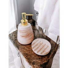 Trust Stone Marble Bej Beton Serisi Sıvı ve Katı Sabunluk Seti