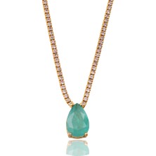 925 Ayar Zirkon Taşlı Flemen S 3 Su Yolu Gümüş Kolye 45 cm Kadın Masaliko