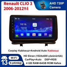 Conio Renault Clio 3（2005-2013 Yıl）4GB Ram 64GB Rom Android Multimedya Sürüm 14 Kablosuz Carplay Navigasyon 9 Inç Ekran