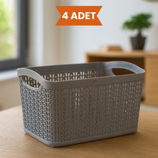 Melkan Home 4 Adet - Örgü Desenli 3,3 Litre Çok Amaçlı Sepet – Bpa’sız, Dayanıklı, Şık Tasarım - 21X16X13,8 cm