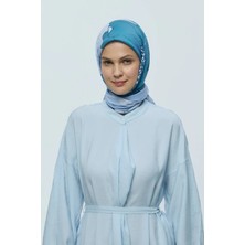 Modakaşmir Şakayık Desen Bambu Eşarp - Buz Mavisi