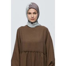 Modakaşmir Şakayık Desen Bambu Eşarp - Antik Bej