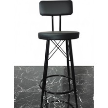 Kalafika Luna Bar Sandalyesi Siyah Deri Siyah Ayak 65 cm