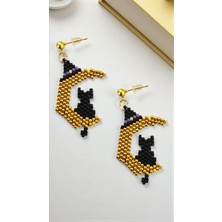 Seard Miyuki Boncuk El Yapımı Ayda Oturan Kedi Küpe