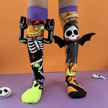 Didosh Party House Halloween Desenli Diz Altı Çorap – Cadılar Bayramı Kuru Kafa Balkabaklı Uzun Çorap – Renkli Fun Çorap – Unisex