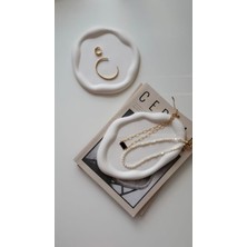 Minimal Taş Tozu Dekoratif Takı ve Aksesuar Tabağı 2'li Set