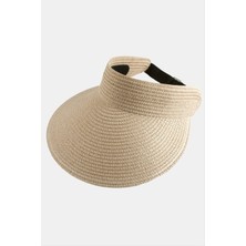 Zero Nrzsnt Kasketli Hasır Plaj Şapkası-Pudra Rengi