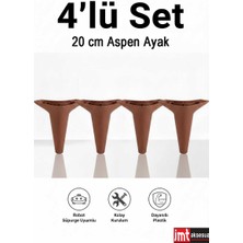 İmt Aksesuar Aspen Mobilya Ayağı 18 cm (4'lü Set) Ceviz Koltuk Baza Dolap Tv ünitesi Yatak Odası Konsol Ayağı