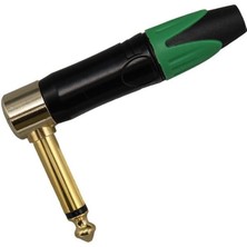 Powermaster LTP2RC 6.3mm Mono L-Tipi Metal Gövde Gitar Altın Kaplama Jack