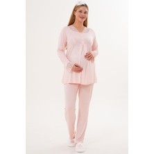 Mecit Pijama Mecit 5808 Pudra Hamile Lohusa Pijama Takımı