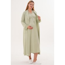 Mecit Pijama Mecit 6331 Yeşil Sabahlıklı Lohusa Gecelik Takım