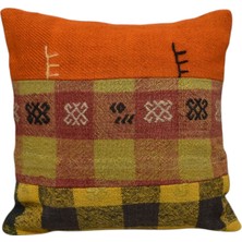 Zehra Abla Halı Yeni El Dokuma Patchwork Kırkyama Dekoratif Kilim Kırlent Yastık Kılıfı 6476