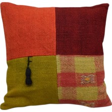 Zehra Abla Halı Yeni El Dokuma Patchwork Kırkyama Dekoratif Kilim Kırlent Yastık Kılıfı 6461
