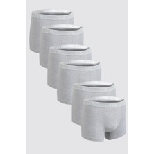 D'S Damat Ds Damat Gri Beli Lastikli Marka Logolu Likralı Esneyebilen 6'lı Boxer Set 4HC44ORTBS06