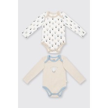 Panço Yenidoğan Balon Baskılı Ekru 2'li Body Set