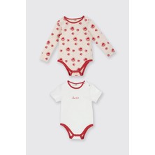 Panço Yenidoğan Desenli Bej 2'li Body Set