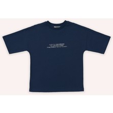 Panço Erkek Çocuk Yazı Baskılı Kısa Kollu Lacivert Tişört