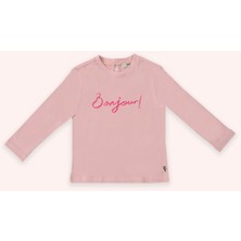 Panço Kız Bebek Pembe Tişört Uzun Kol Grafik Desenli Günlük Tarz 12-18 Ay