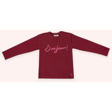 Panço Kız Çocuk Uzun Kollu Bordo Tişört