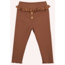 Panço Kız Bebek Dantel Detaylı Camel Tayt