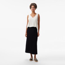 Nautica Kadın Siyah Regular Fit Keten Karışımlı Etek