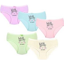 New Lilla Kız Çocuk Baskılı Külot %95 Pamuk Yumuşak Dokulu 5'li Paket Renkli Seçenekler
