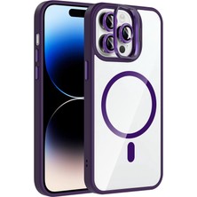 Techno Guru iPhone 14 Pro Max Kılıf Standlı ve Kamera Lens Hediyeli M-Safe Şarj Özellikli Etro Kapak