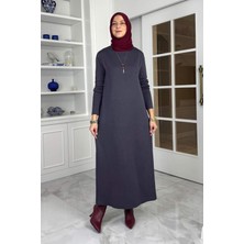 Rabia Şamlı Öykü Çelik Örme Triko Elbise Antrasit