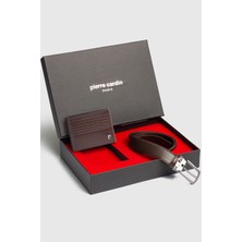 Pierre Cardin-Set 7- % 100 Hakiki Deri Özel Hediye Kutulu  Damat Kemer Cüzdan Çeyiz Seti