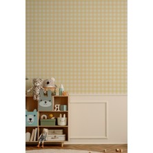 Msticker Ekose Desenli Duvar Sticker Yarım Kaplama Duvar Kağıdı Görünümlü Sticker 54X109 cm Terayağ Sarısı