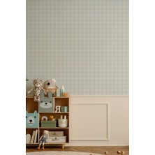 Msticker Ekose Desenli Duvar Sticker Yarım Kaplama Duvar Kağıdı Görünümlü Sticker 54X109 cm Açık Mavi