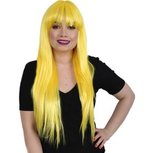 Marsilyan Uzun Kahküllü Fiber Sentetik Peruk - Sarı