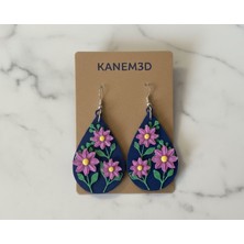 Kanem3D Çiçek Damla Küpeler