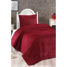 Velica Tek Kişilik Kadife Yatak Örtüsü Bordo