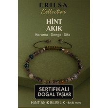 Erilsa Sertifikalı Doğal Terahertz Hint Akik Taşı Bileklik 6x6 mm - Denge ve Şifa Taşı