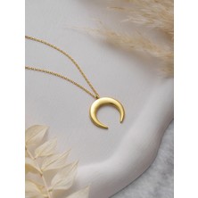 Essare 925 Ayar Gümüş Gold Kaplama Hilal Model Kolye