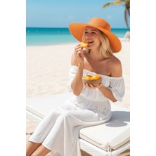 Marina Turuncu Hasır Vizör Şapka 14624