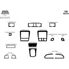 Mars Cockpit Design Skoda Octavia Alüminyum Kaplama 1998-2004 15 Parça  Piano Black