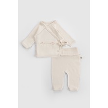 Little Gusto Ters Dikişli Organik Pamuk Ekru Prematüre Kruvaze Takım