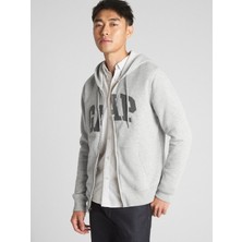 Gap Erkek Gri Gap Logo Kapüşonlu Sweatshirt
