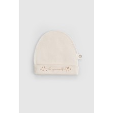 Little Gusto Ters Dikişli Organik Pamuk Ekru Prematüre Şapka