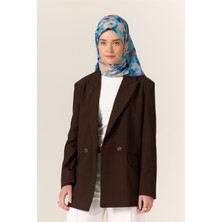 Silk Home İnce Pamuk Soft Eşarp Petrol Mavisi-Turkuaz Desenli Kaymaz Dokulu Tok Duruşlu 90x90