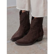 Ece'nin Butiği Vulya Kahve Süet Hakiki Deri Kadın Bot