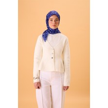 Silk Home İnce Pamuk Soft Eşarp Morcivert-Lila Desenli Tok Duruşlu 90x90